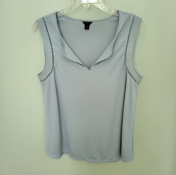 Ann Taylor Tops - Ann Taylor Split V Neck Perforated Sleeveless Tank Top Layering Blue